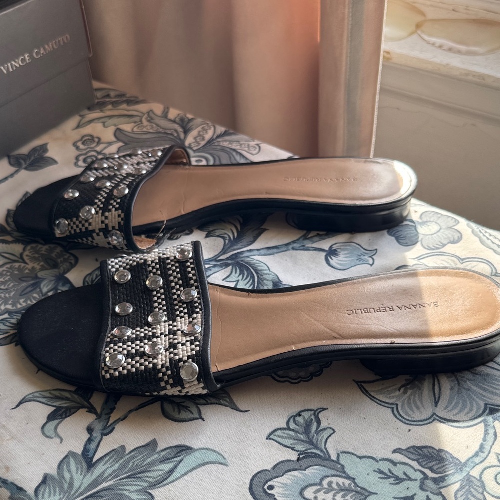 Banana Republic Black and Silver Embellished Sandals